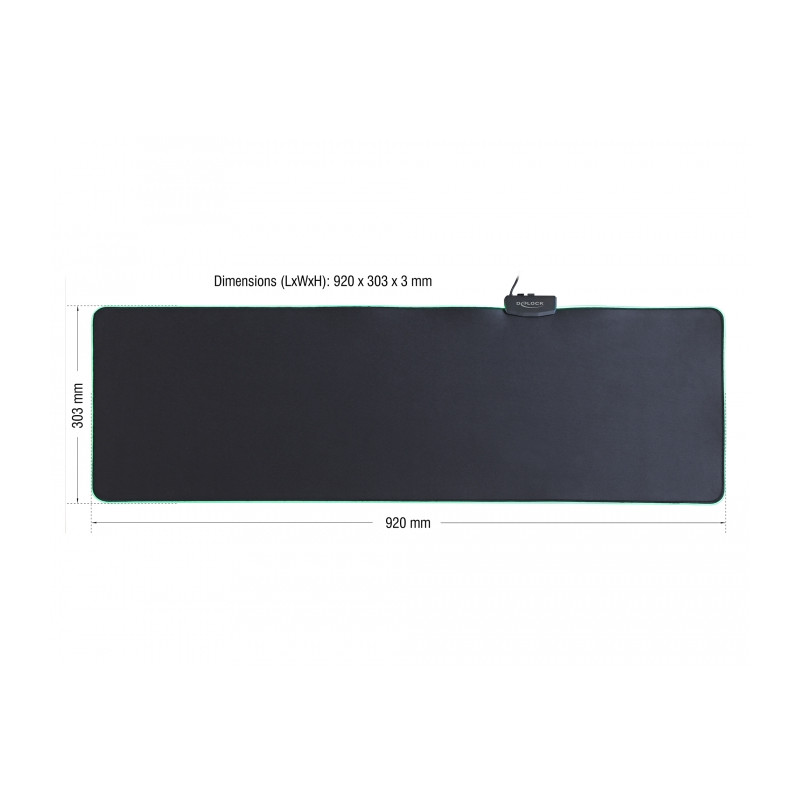 Delock USB Mauspad 920 x 303 x 3 mm mit RGB Beleuchtung