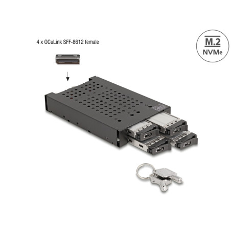 Delock 3.5″ Wechselrahmen für 4 x M.2 NVMe SSD mit OcuLink SFF-8612 Anschluss