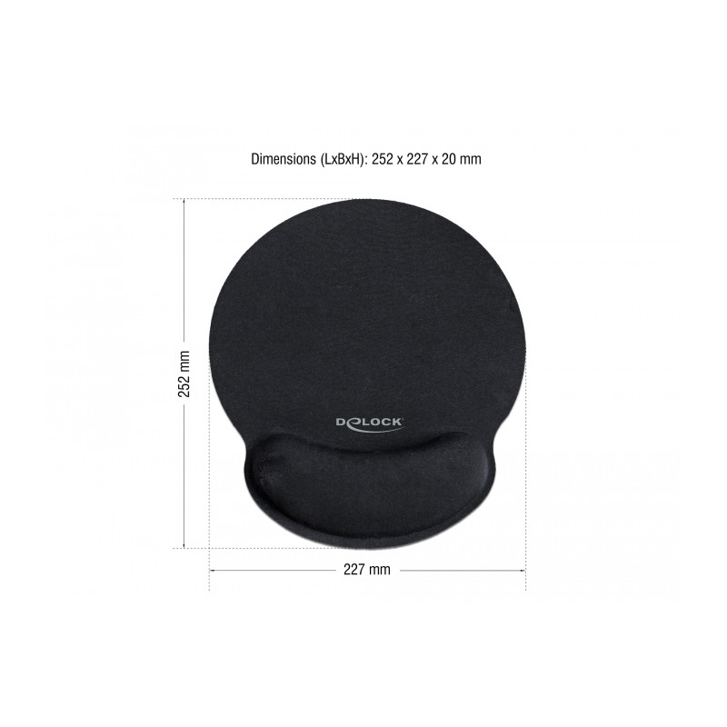 Delock Ergonomisches Mauspad mit Handballenauflage schwarz 252 x 227 mm