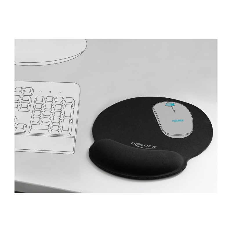 Delock Ergonomisches Mauspad mit Handballenauflage schwarz 252 x 227 mm