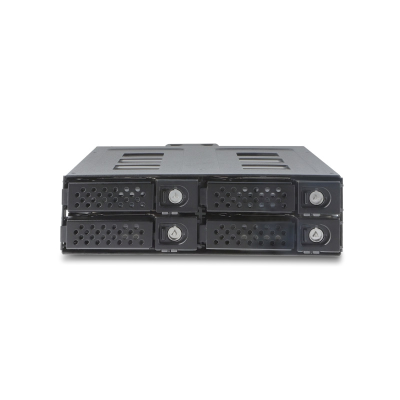 Delock 5.25″ Wechselrahmen für 4 x 2.5″ SATA oder SAS HDD / SSD mit Schloss