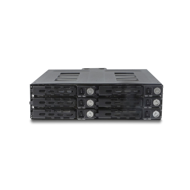 Delock 5.25″ Wechselrahmen für 6 x 2.5″ SATA oder SAS HDD / SSD mit Schloss