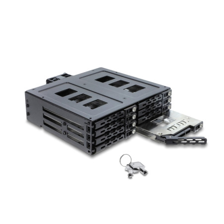 Delock 5.25″ Wechselrahmen für 8 x 2.5″ SATA oder SAS HDD / SSD mit Schloss