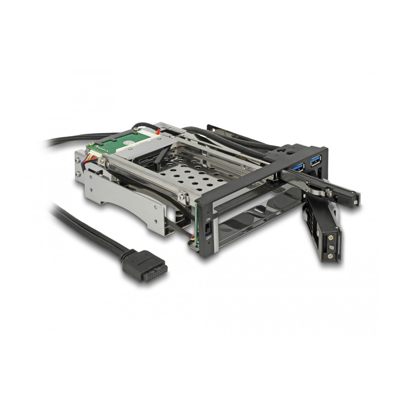 Delock 5.25″ Wechselrahmen für 1 x 2.5″ + 1 x 3.5″ SATA HDD + 2 x USB 3.0 Ports
