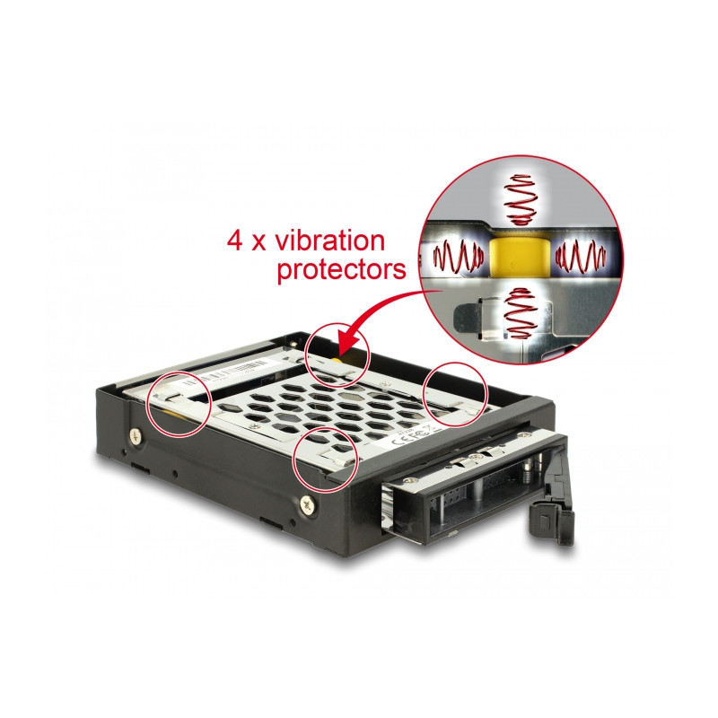 Delock 3.5″ Wechselrahmen für 1 x 2.5″ SATA / SAS HDD / SSD mit Vibrationsschutz