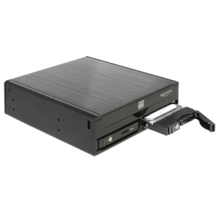 Delock 5.25″ Wechselrahmen für 1 x 5.25″ Slim Laufwerk + 2 x 2.5″ SATA HDD / SSD