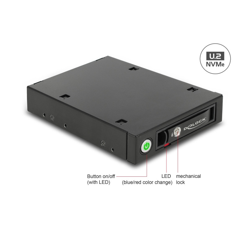 Delock 3.5″ Wechselrahmen für 1 x 2.5″ U.2 NVMe SSD oder SATA / SAS HDD / SSD