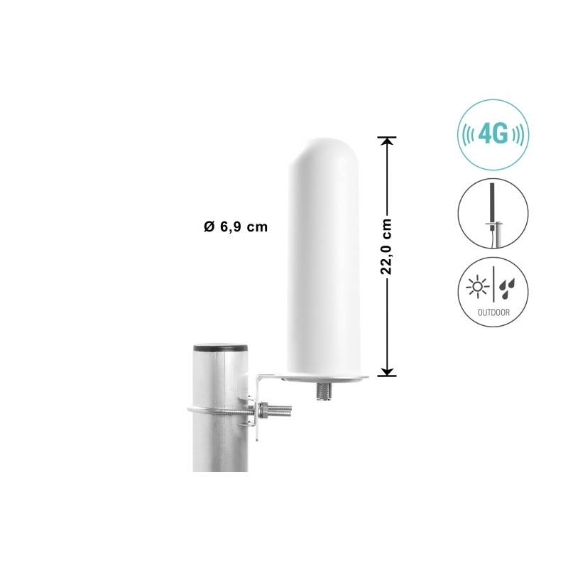 Delock LTE Antenne N Buchse 4 - 6 dBi 22 cm omnidirektional starr Wand- und Mastmontage weiß outdoor