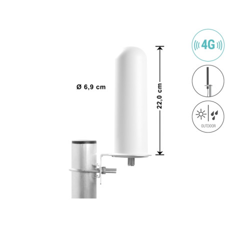 Delock LTE Antenne N Buchse 4 - 6 dBi 22 cm omnidirektional starr Wand- und Mastmontage weiß outdoor