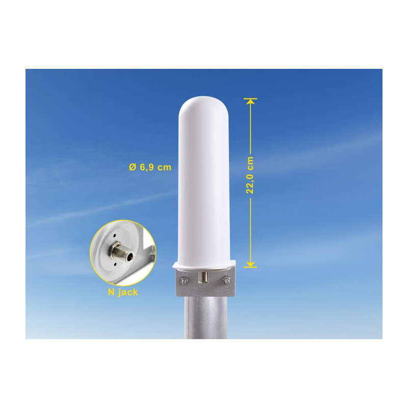 Delock LTE Antenne N Buchse 4 - 6 dBi 22 cm omnidirektional starr Wand- und Mastmontage weiß outdoor