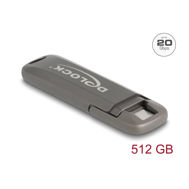 Delock USB 20 Gbps USB-C™ Speicherstick 512 GB, Lesegeschwindigkeit 1980 MB/s - Metallgehäuse