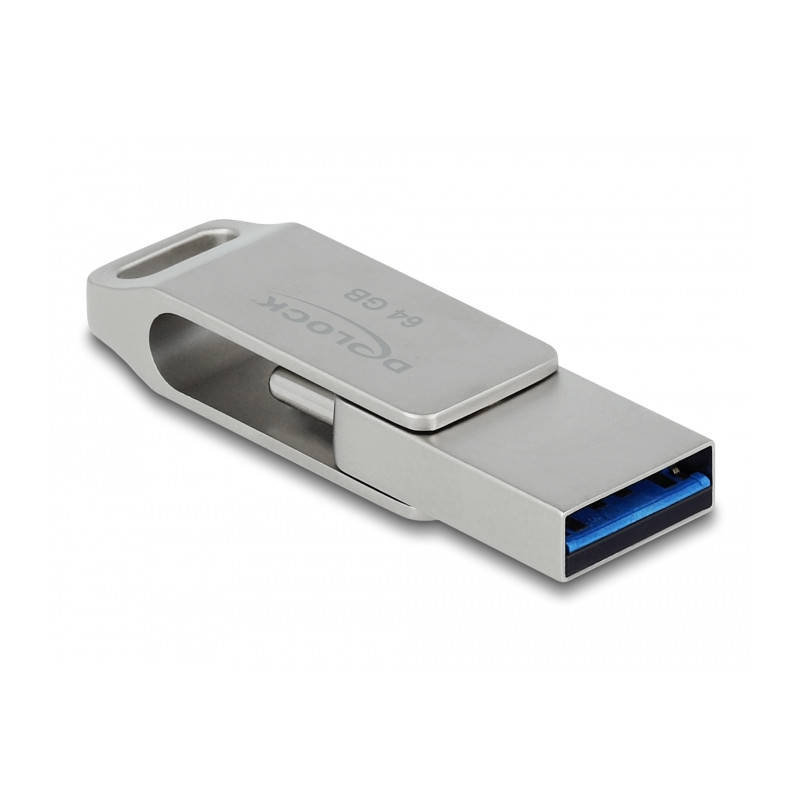 Delock USB 5 Gbps USB-C™ + Typ-A Speicherstick 64 GB - Metallgehäuse
