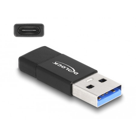 Delock USB 3.2 Gen 2 Adapter USB Typ-A Stecker zu USB Type-C™ Buchse aktiv schwarz
