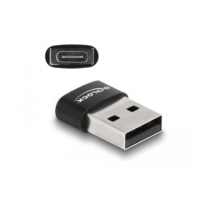 Delock USB 2.0 Adapter USB Typ-A Stecker zu USB Type-C™ Buchse schwarz