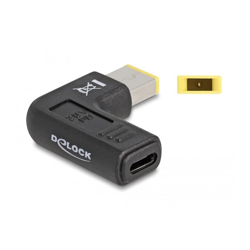 Delock Adapter für Notebook Ladekabel USB Type-C™ Buchse zu Lenovo 11,0 x 4,5 mm Stecker 90° gewinkelt