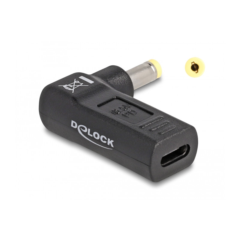 Delock Adapter für Notebook Ladekabel USB Type-C™ Buchse zu HP 4,8 x 1,7 mm Stecker 90° gewinkelt