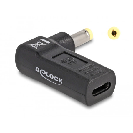 Delock Adapter für Notebook Ladekabel USB Type-C™ Buchse zu HP 4,8 x 1,7 mm Stecker 90° gewinkelt