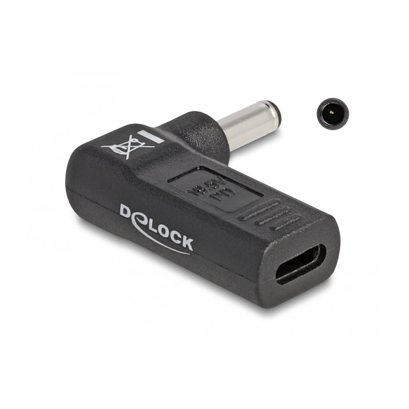 Delock Adapter für Notebook Ladekabel USB Type-C™ Buchse zu Dell 4,5 x 3,0 mm Stecker 90° gewinkelt