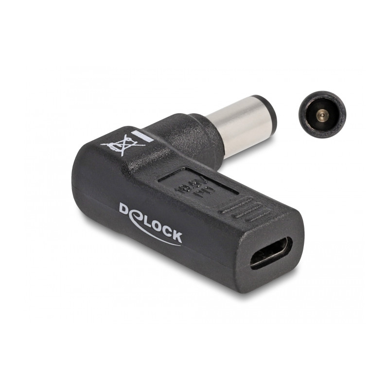 Delock Adapter für Notebook Ladekabel USB Type-C™ Buchse zu Dell 7,4 x 5,0 mm Stecker 90° gewinkelt