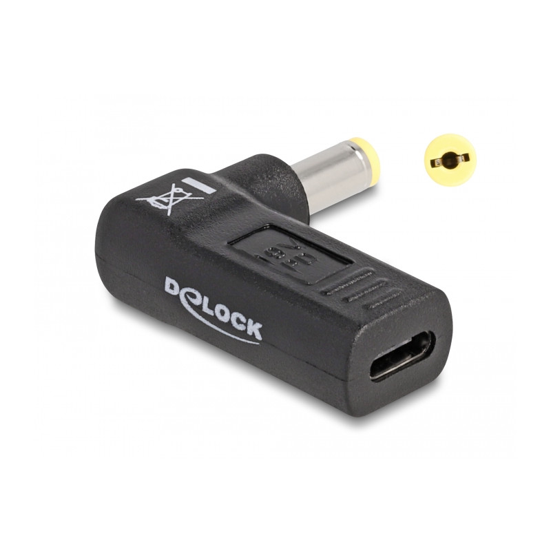 Delock Adapter für Notebook Ladekabel USB Type-C™ Buchse zu Acer 5,5 x 1,7 mm Stecker 90° gewinkelt