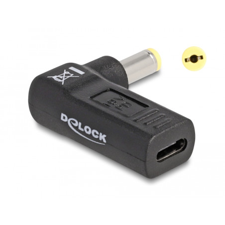 Delock Adapter für Notebook Ladekabel USB Type-C™ Buchse zu Acer 5,5 x 1,7 mm Stecker 90° gewinkelt