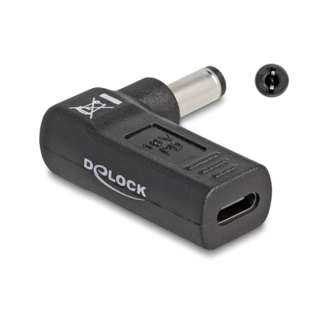 Delock Adapter für Notebook Ladekabel USB Type-C™ Buchse zu 5,5 x 2,1 mm Stecker 90° gewinkelt