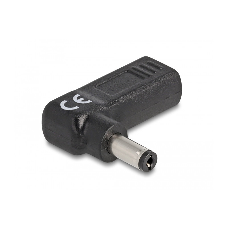 Delock Adapter für Notebook Ladekabel USB Type-C™ Buchse zu 5,5 x 2,1 mm Stecker 90° gewinkelt