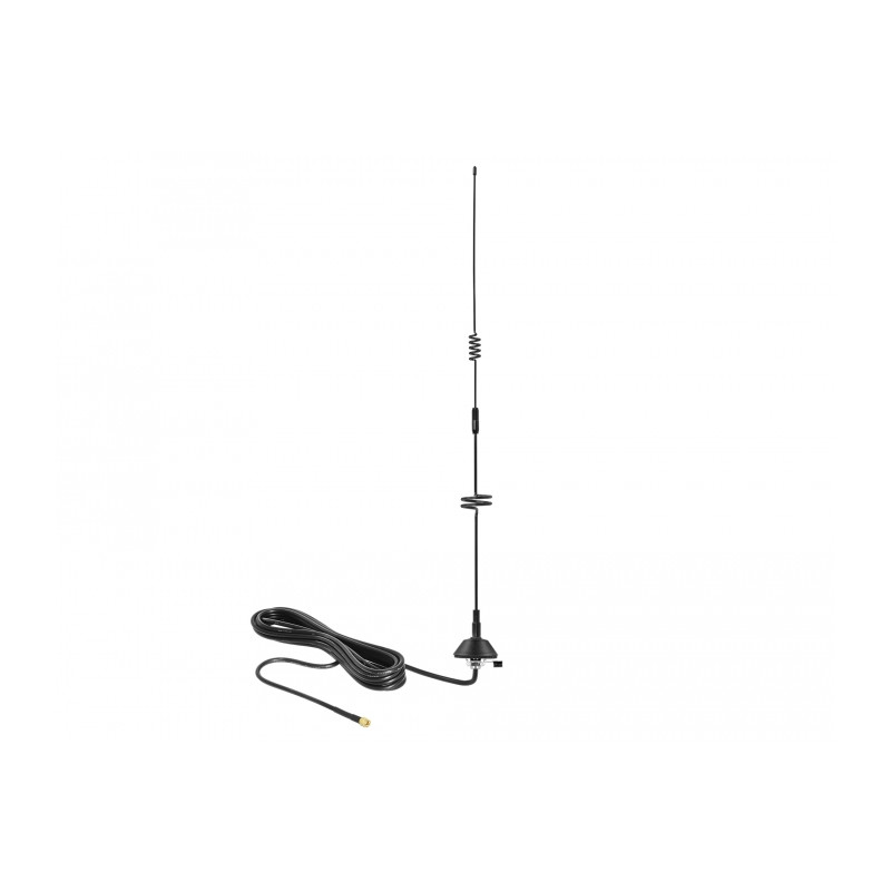 Delock LTE Antenne SMA Stecker 5 - 7 dBi omnidirektional starr mit Montagefuß und Anschlusskabel RG-58 3 m outdoor schwarz