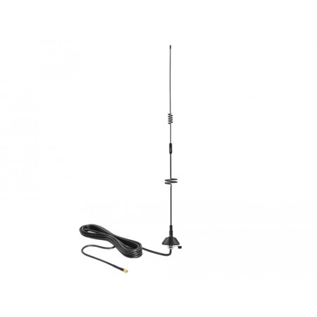 Delock LTE Antenne SMA Stecker 5 - 7 dBi omnidirektional starr mit Montagefuß und Anschlusskabel RG-58 3 m outdoor schwarz