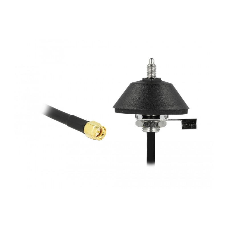 Delock LTE Antenne SMA Stecker 5 - 7 dBi omnidirektional starr mit Montagefuß und Anschlusskabel RG-58 3 m outdoor schwarz