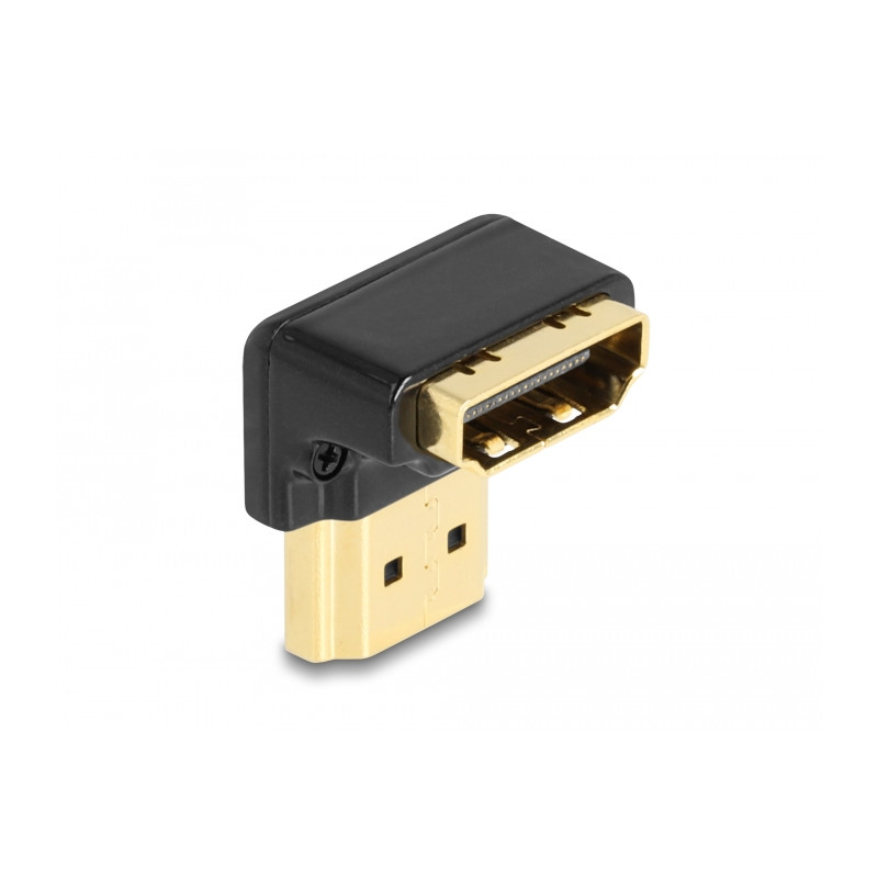 Delock HDMI Adapter Stecker zu Buchse 90° unten gewinkelt 8K 60 Hz Metall