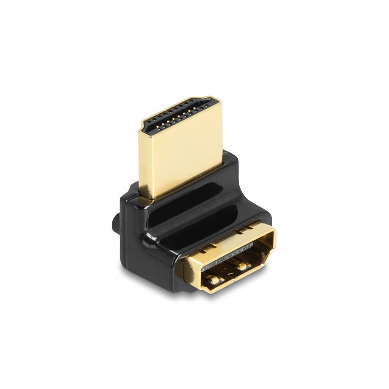 Delock HDMI Adapter Stecker zu Buchse 90° oben gewinkelt 8K 60 Hz Metall
