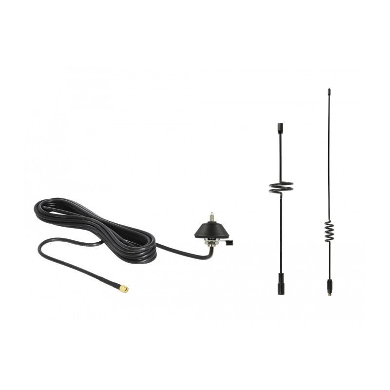 Delock LTE Antenne SMA Stecker 5 - 7 dBi omnidirektional starr mit Montagefuß und Anschlusskabel RG-58 3 m outdoor schwarz