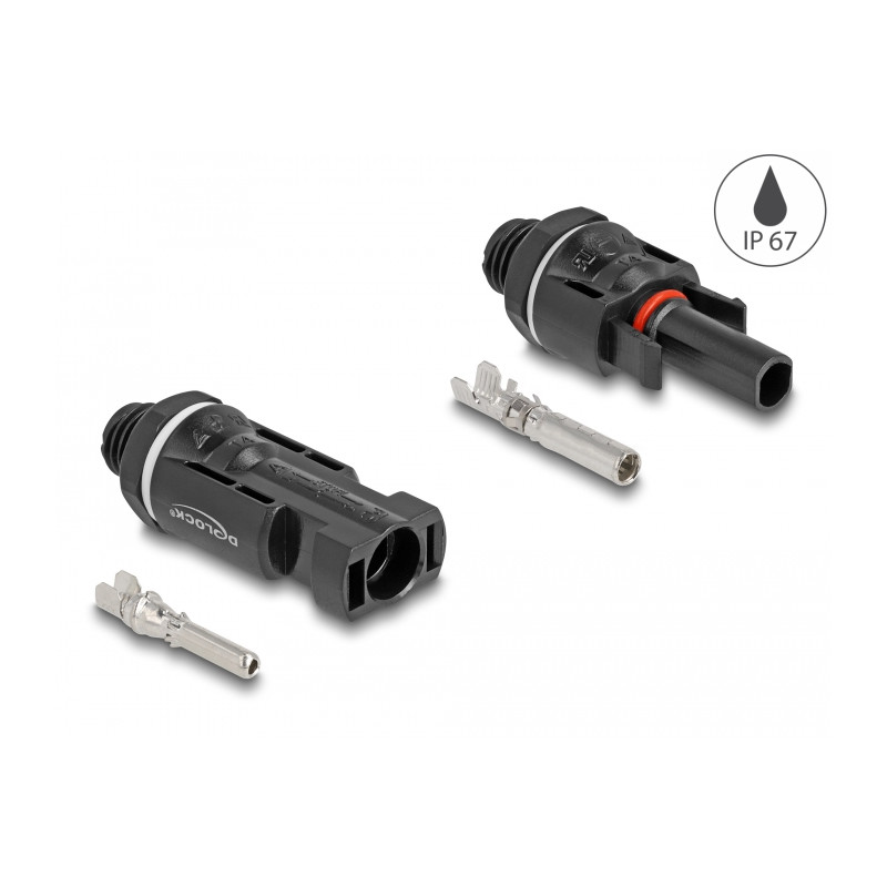 Delock DL4 Solar Konnektoren zum Crimpen, Stecker und Buchse, schwarz 2 Stück
