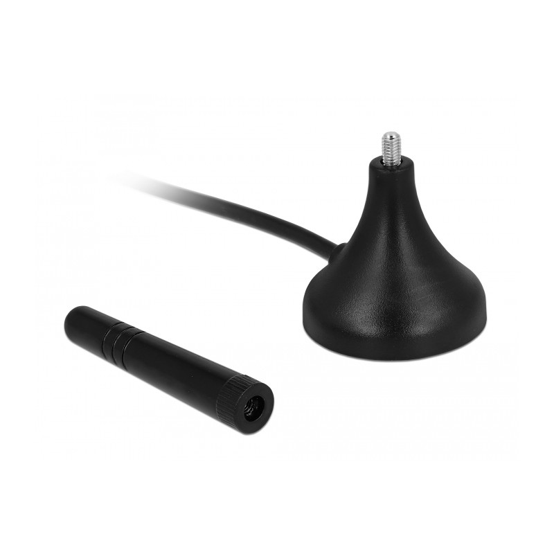 Delock LTE Antenne SMA Stecker 1 - 2 dBi starr omnidirektional mit magnetischem Standfuß und Anschlusskabel RG-174 A/U 3 m outdo