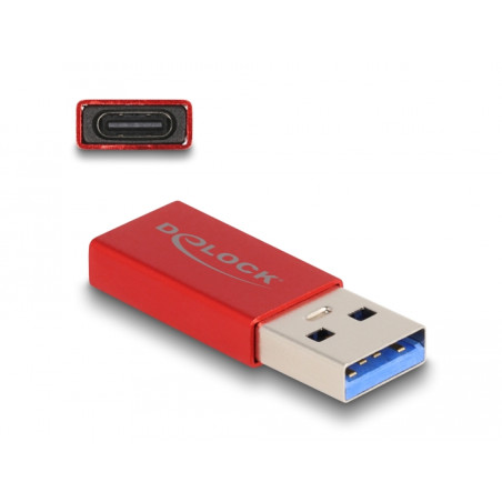 Delock USB 10 Gbps Adapter USB Typ-A Stecker zu USB Type-C™ Buchse aktiv rot