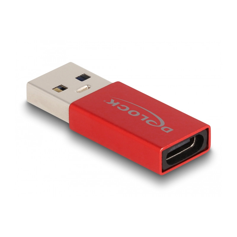 Delock USB 10 Gbps Adapter USB Typ-A Stecker zu USB Type-C™ Buchse aktiv rot