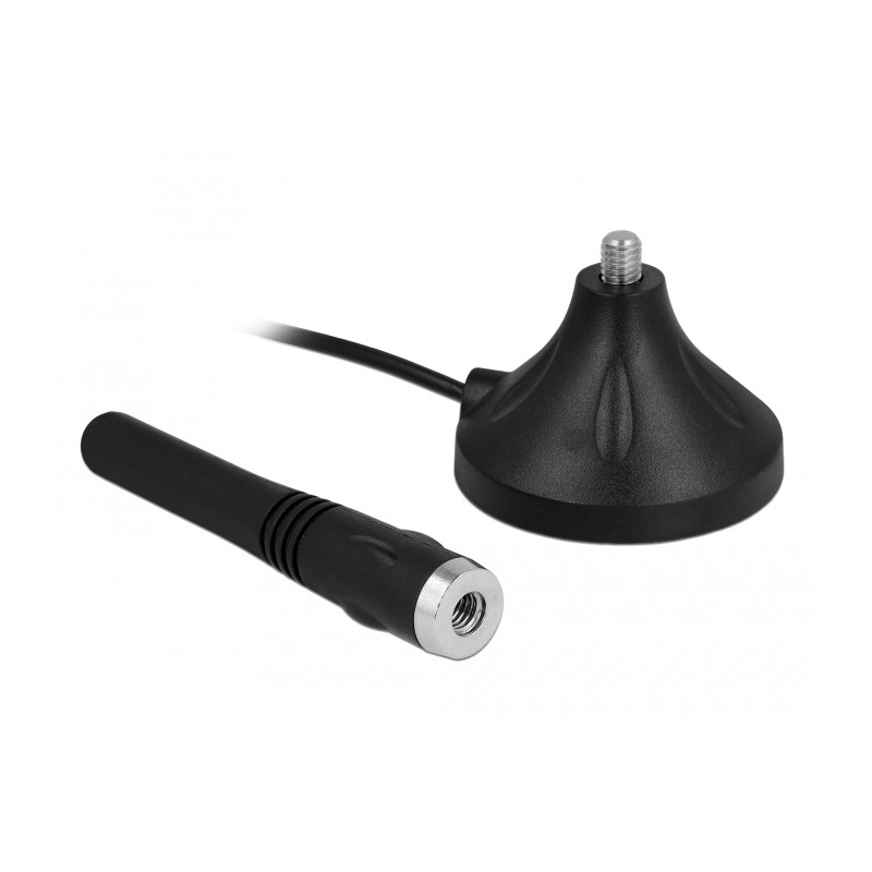 Delock LTE Antenne SMA Stecker 2 - 3 dBi 11 cm starr omnidirektional mit magnetischem Standfuß und Anschlusskabel RG-174 A/U 3 m