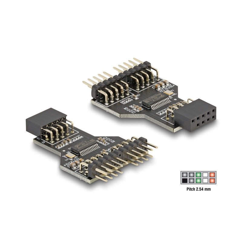 Delock USB 2.0 Hub 9 Pin Pfostenbuchse zu 2 x 9 Pin Pfostenstecker