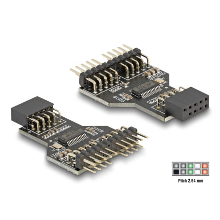 Delock USB 2.0 Hub 9 Pin Pfostenbuchse zu 2 x 9 Pin Pfostenstecker