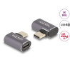 Delock USB Adapter 40 Gbps USB Type-C™ PD 3.0 100 W Stecker zu Buchse gewinkelt links / rechts 8K 60 Hz Metall