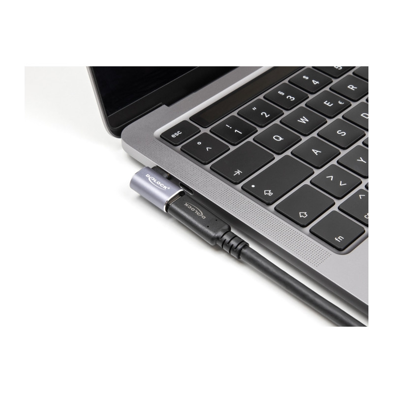 Delock USB Adapter 40 Gbps USB Type-C™ PD 3.0 100 W Stecker zu Buchse gewinkelt links / rechts 8K 60 Hz Metall