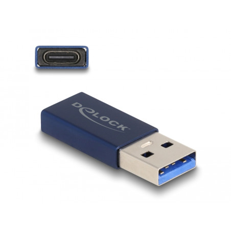 Delock USB 10 Gbps Adapter USB Typ-A Stecker zu USB Type-C™ Buchse aktiv blau