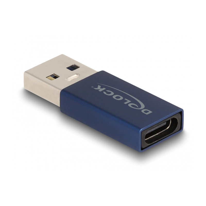 Delock USB 10 Gbps Adapter USB Typ-A Stecker zu USB Type-C™ Buchse aktiv blau