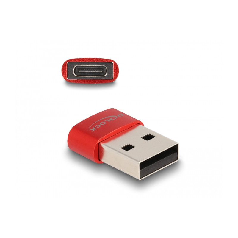 Delock USB 2.0 Adapter USB Typ-A Stecker zu USB Type-C™ Buchse rot