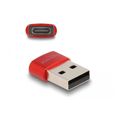 Delock USB 2.0 Adapter USB Typ-A Stecker zu USB Type-C™ Buchse rot