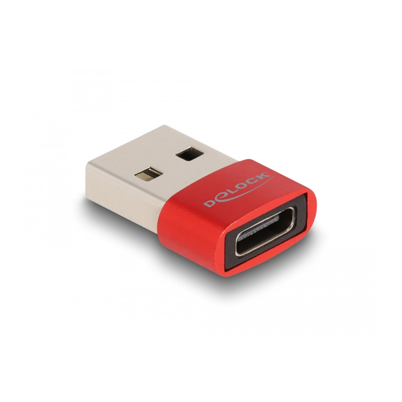 Delock USB 2.0 Adapter USB Typ-A Stecker zu USB Type-C™ Buchse rot