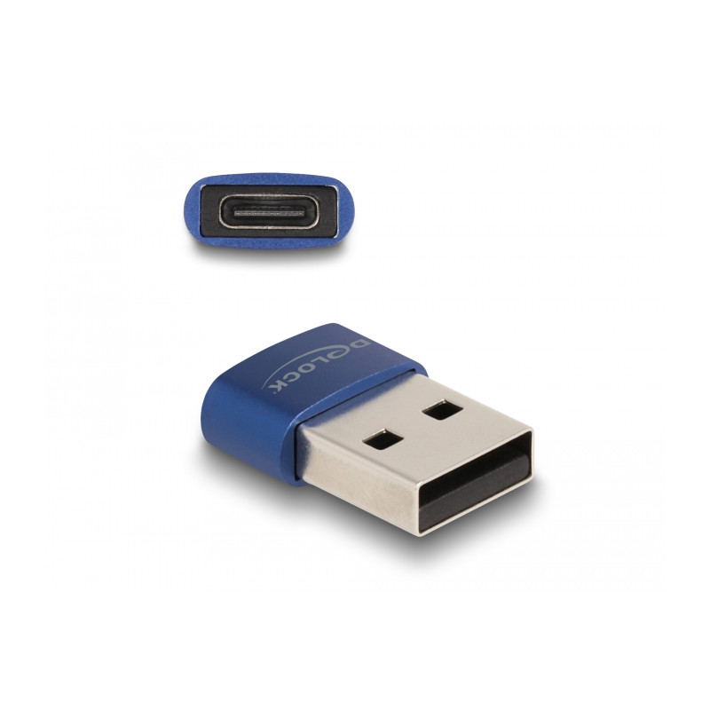 Delock USB 2.0 Adapter USB Typ-A Stecker zu USB Type-C™ Buchse blau
