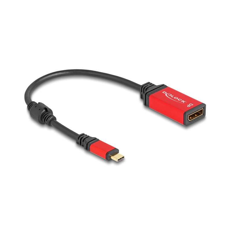 Delock USB Type-C™ zu DisplayPort Adapter (DP Alt Mode) 8K 30 Hz mit HDR Funktion rot