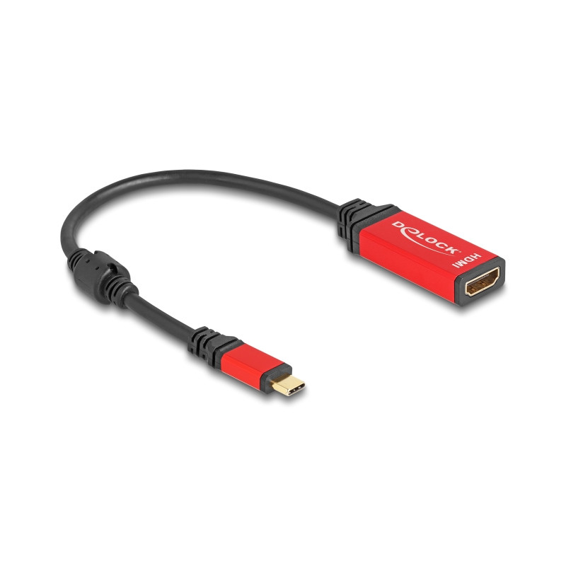 Delock USB Type-C™ zu HDMI Adapter (DP Alt Mode) 8K 60 Hz mit HDR Funktion rot
